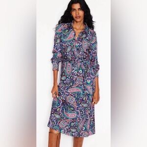 Boden Multicolor Paisley Dress Jersey Tie front